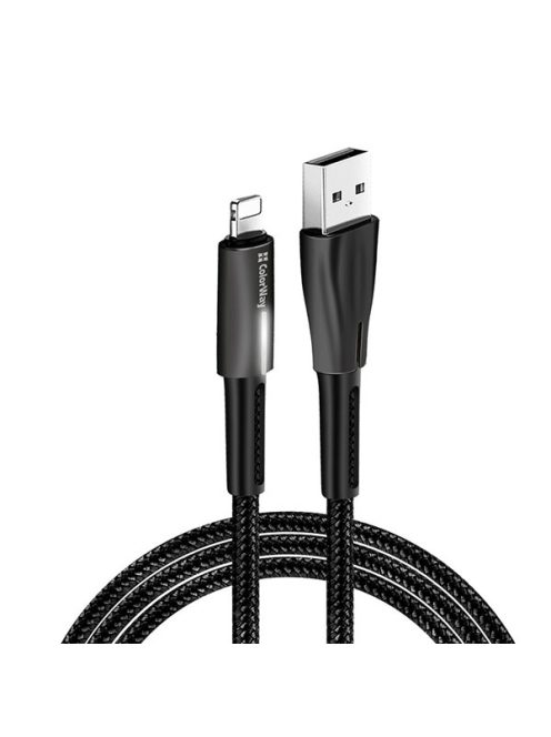 COLORWAY Kábel, USB - Apple Lightning (zinc alloy + led) 2.4A 1m black (CW-CBUL035-BK)