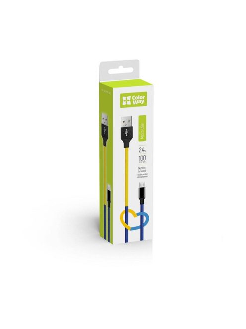 COLORWAY Kábel, USB - MicroUSB (national) 2.4A 1m blue yellow