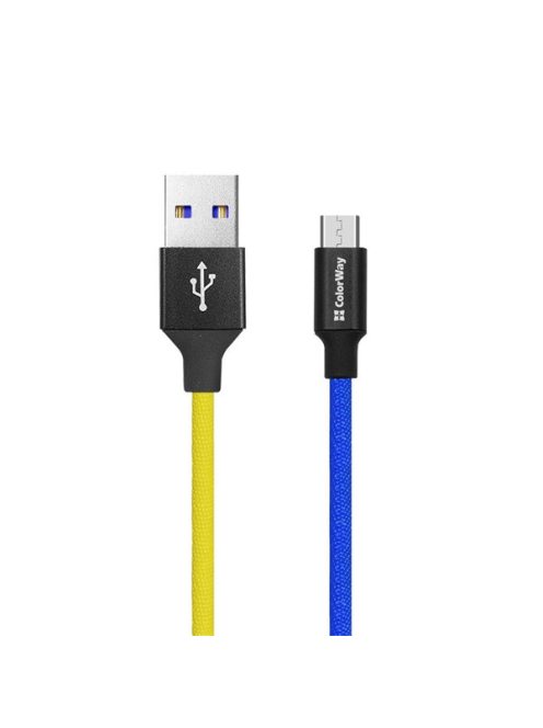 COLORWAY Kábel, USB - MicroUSB (national) 2.4A 1m blue yellow