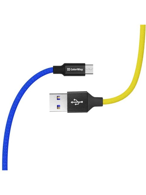 COLORWAY Kábel, USB - MicroUSB (national) 2.4A 1m blue yellow