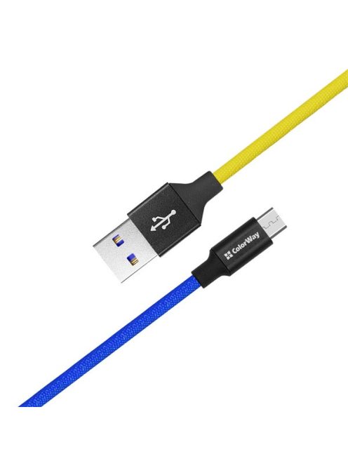 COLORWAY Kábel, USB - MicroUSB (national) 2.4A 1m blue yellow