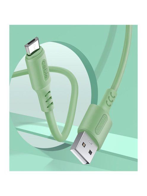 COLORWAY Kábel, USB - MicroUSB (soft silicone) 2.4A 1m zöld