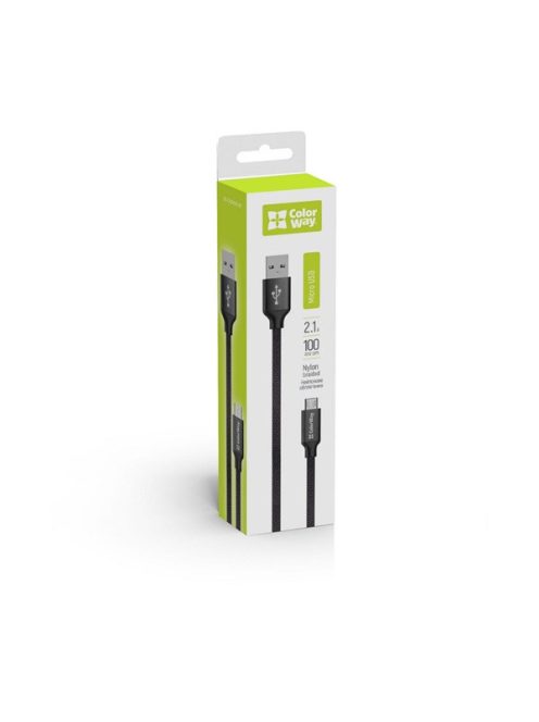 COLORWAY Kábel, USB MicroUSB 1m 2.1A black (CW-CBUM002-BK)