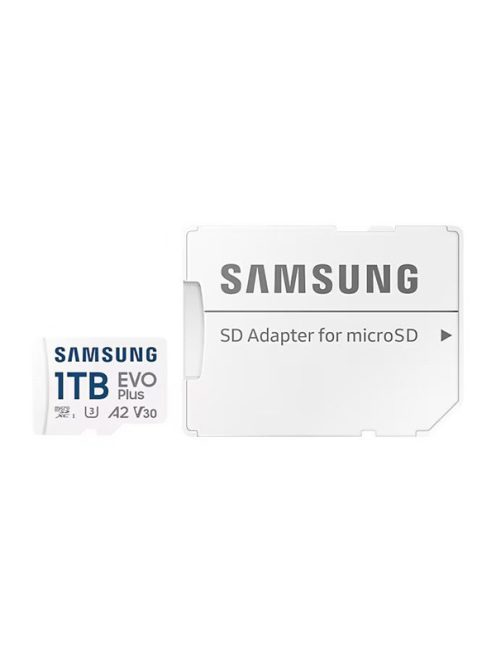 SAMSUNG Memóriakártya, EVO Plus microSDXC kártya, 1TB, UHS-1, U3, V30, A2, + SD Adapter, R160/W