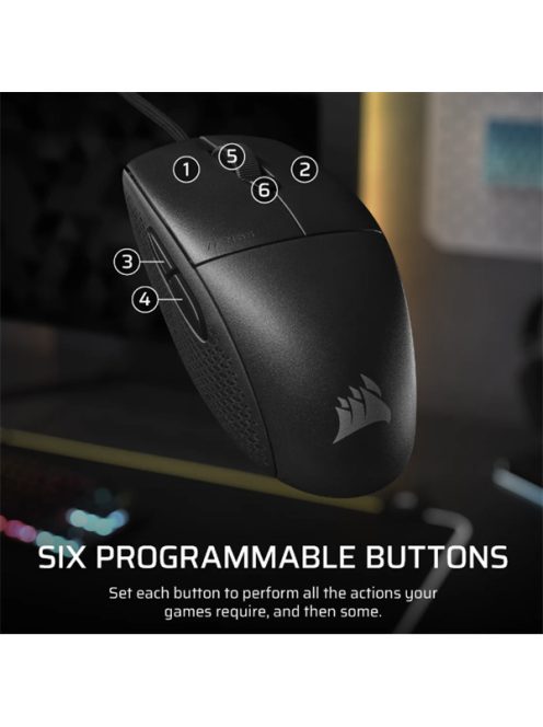 CORSAIR Vezetékes Egér Gaming, M55 Lightwight, 6 programozható gomb, Ultra-könnyű, 16000dpi, fekete