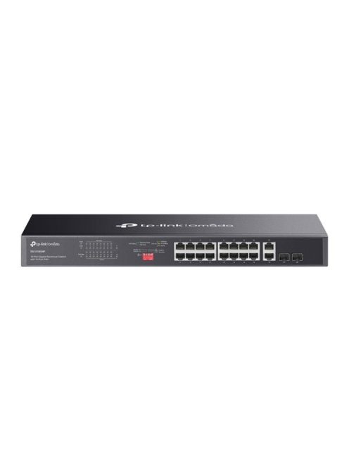 TP-LINK Switch 16x1000Mbps (POE+) + 2xGigabit SFP Fémházas Rackes, DS1018GMP