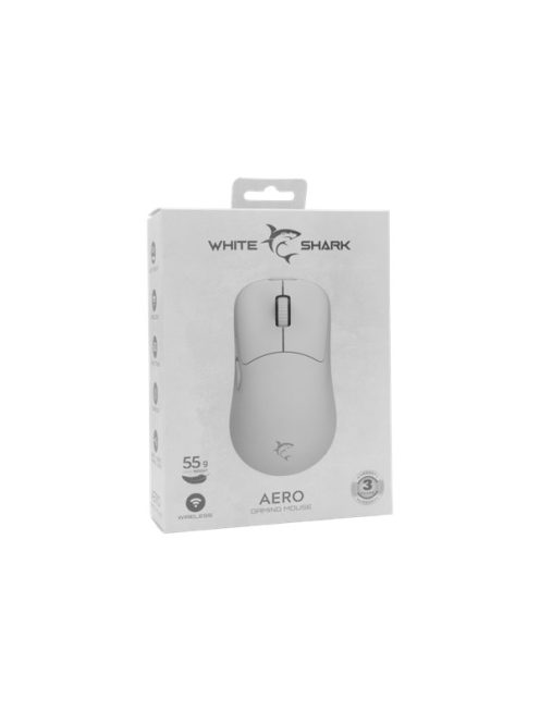 WHITE SHARK AERO-W WGM-5015W gamer egér, 10.000 dpi, 6 gombos fehér