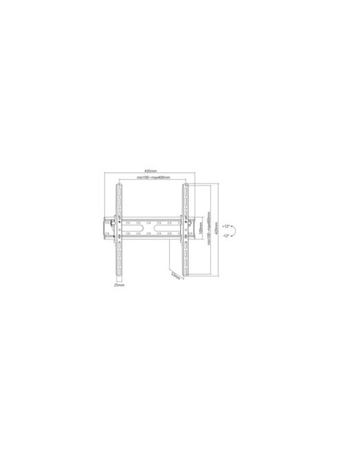 SBOX PLB-2544T-2 FALI KONZOL,32"-70", dönthető, 400x400MM, 45KG MAX