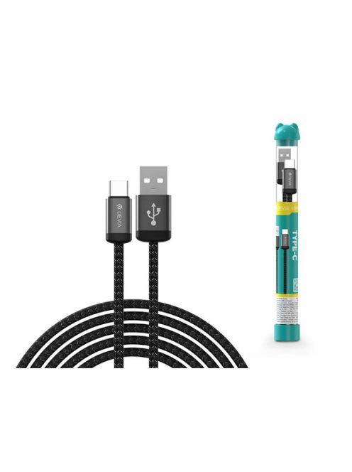 DEVIA ST107861 Gracious Tube USB/Type-C 1m-es fekete adat-és töltőkábel