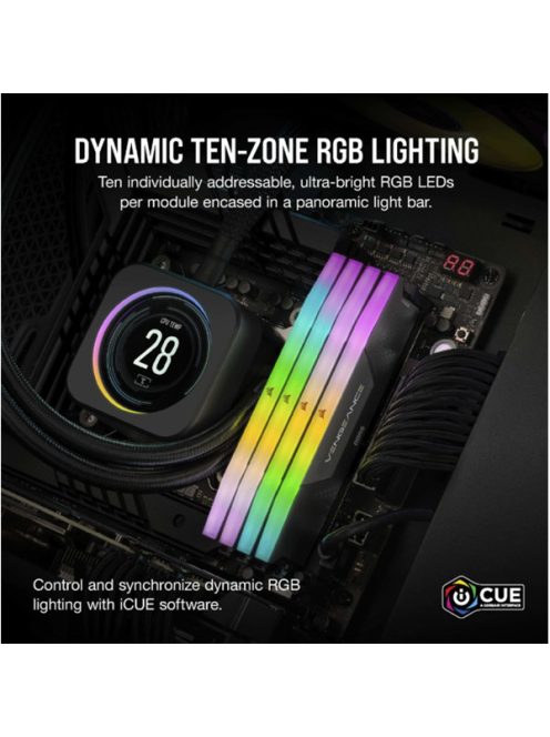 CORSAIR Memória VENGEANCE RGB DDR5 64GB 4800MHz CL32 INTEL (Kit of 2), fekete