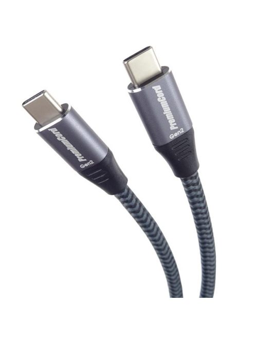 PREMIUMCORD Kábel USB 3.2 Gen 2x2, USB-C - USB-C, 100W, 5A, 20Gbit/s, M/M, 3m, szürke