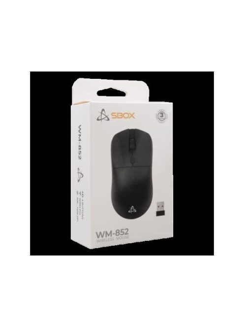 SBOX WM-852B Vezeték nélküli egér, fekete, 800-1600dpi, 4D, 2,4GHz