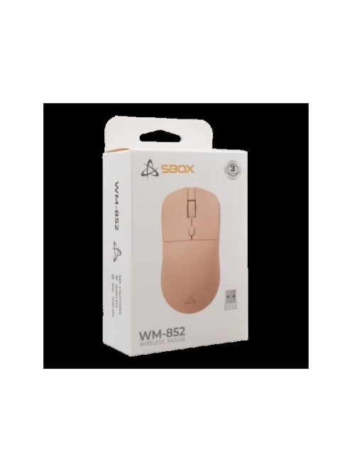 SBOX WM-852P Vezeték nélküli egér, pink, 800-1600dpi, 4D, 2,4GHz