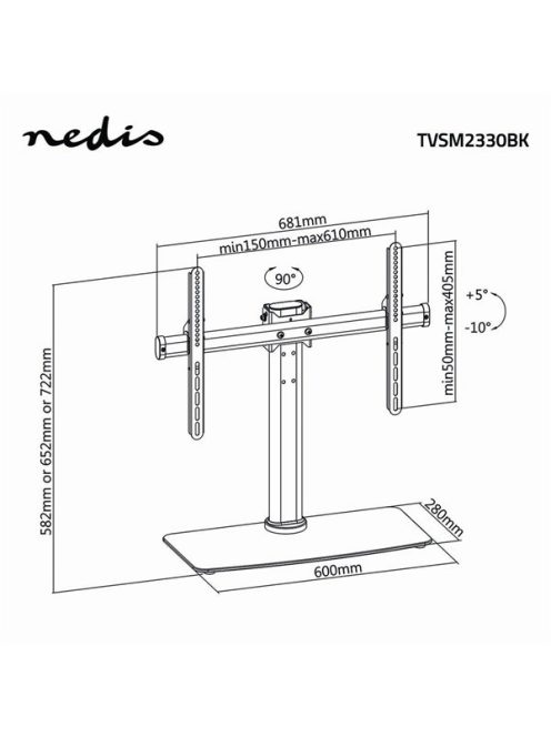 Nedis TVSM2330BK LCD TV / monitor állvány (tartó konzol) 32-65", Maximális teherbírás: 45 kg, Dönthető / Forgatható