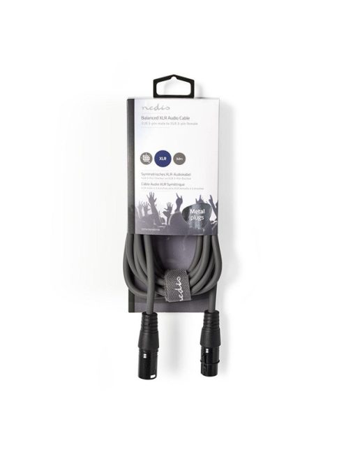 Nedis COTH15010GY30 félprofi XLR audio kábel, XLR dugó - aljzat, 3m, rugalmas