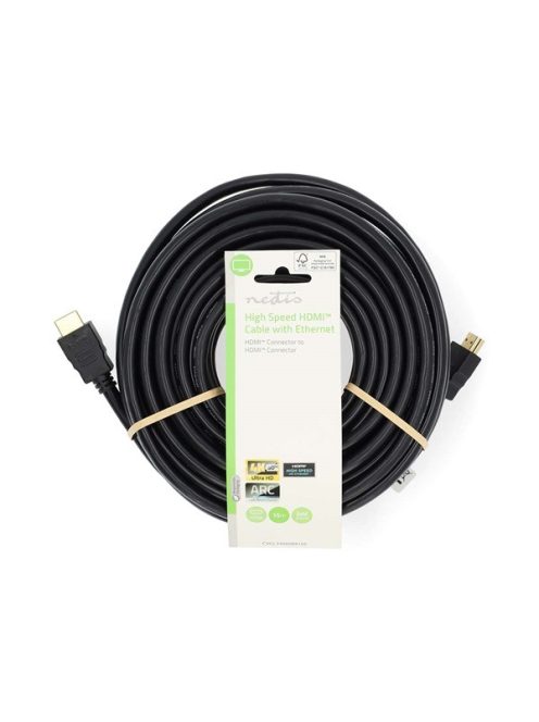 Nedis CVGL34060BK150 ultra HD HDMI kábel, HDMI dugó - dugó, 4K@60Hz, ARC, 18 Gbps, aranyozott csatlakozók, hossz 15m