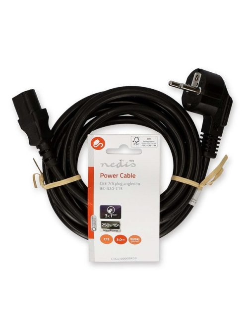 Nedis CEGL10000BK30 táp kábel IEC-320-C13, 3 x 0.75 mm, hossz 3m