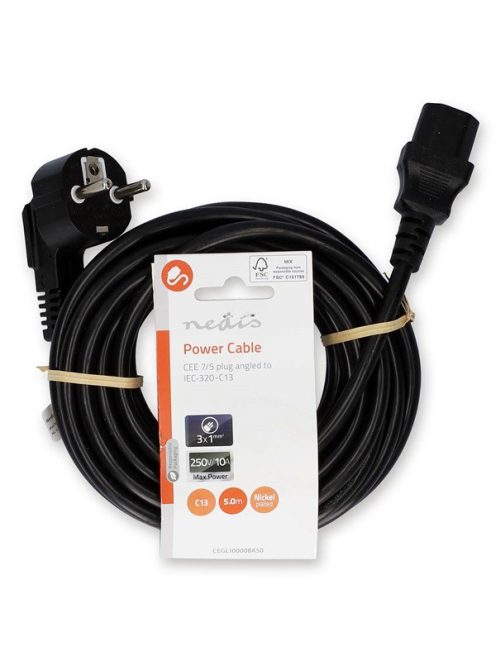 Nedis CEGL10000BK50 táp kábel IEC-320-C13, 3 x 0.75 mm, hossz 5m