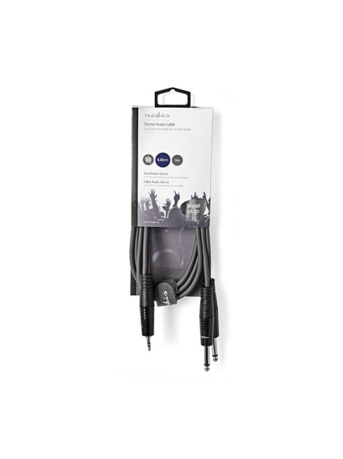Nedis COTH23200GY15 félprofi audio kábel, 3,5mm sztero jack dugó - 2 x 6,35mm mono jack dugó, hossz 1.5m, rugalmas