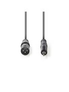 Nedis COTH15300GY15 félprofi audio kábel, 3,5mm sztero jack dugó - 3p XLR dugó, hossz 1.5m, rugalmas