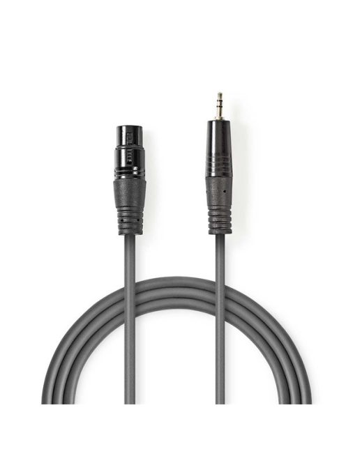 Nedis COTH15300GY15 félprofi audio kábel, 3,5mm sztero jack dugó - 3p XLR dugó, hossz 1.5m, rugalmas