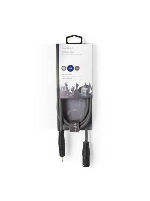 Nedis COTH15300GY15 félprofi audio kábel, 3,5mm sztero jack dugó - 3p XLR dugó, hossz 1.5m, rugalmas