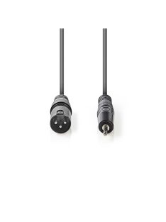   Nedis COTH15300GY30 félprofi audio kábel, 3,5mm sztero jack dugó - 3p XLR dugó, hossz 3m, rugalmas