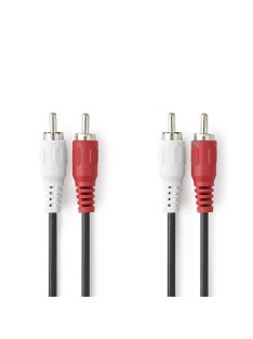   Nedis CAGL24200BK15 sztereo audio kábel, 2 X RCA dugó - 2 X RCA dugó, hossz 1.5m