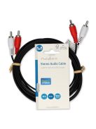 Nedis CAGL24200BK30 sztereo audio kábel, 2 X RCA dugó - 2 X RCA dugó, hossz 3m