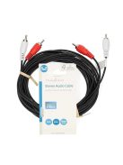 Nedis CAGL24200BK50 sztereo audio kábel, 2 X RCA dugó - 2 X RCA dugó, hossz 5m