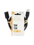 Nedis CCGL60010BK10 USB A-A (Male/Female) hosszabító / toldó kábel, USB2.0, hossz: 1m