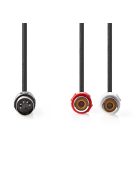 Nedis CAGL20250BK02 audio kábel 5p DIN dugó - 2 x RCA aljzat, hossz 0.20m