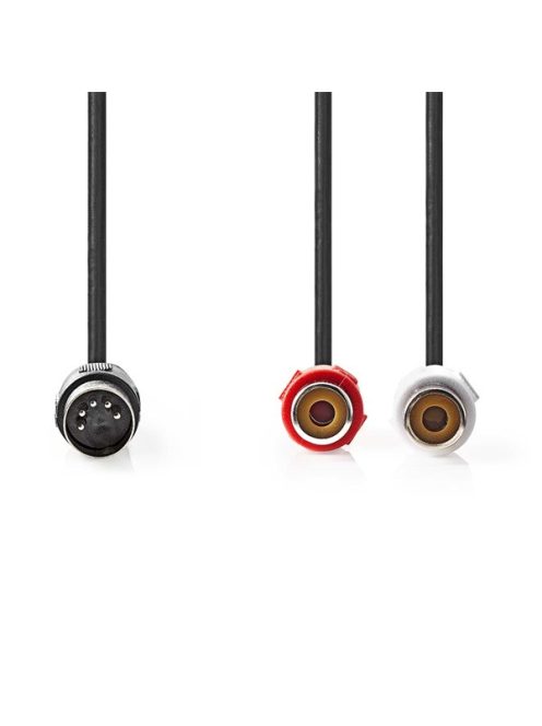 Nedis CAGL20250BK02 audio kábel 5p DIN dugó - 2 x RCA aljzat, hossz 0.20m