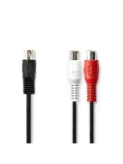 Nedis CAGL20250BK02 audio kábel 5p DIN dugó - 2 x RCA aljzat, hossz 0.20m