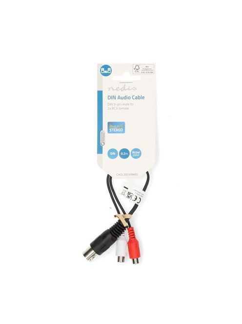 Nedis CAGL20250BK02 audio kábel 5p DIN dugó - 2 x RCA aljzat, hossz 0.20m