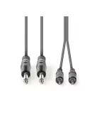 Nedis COTH23320GY15 félprofi audio kábel, 2 x 6,35mm mono jack dugó - 2 X RCA dugó, hossz 1.5m, rugalmas