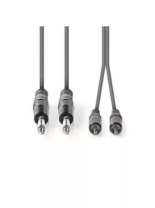 Nedis COTH23320GY15 félprofi audio kábel, 2 x 6,35mm mono jack dugó - 2 X RCA dugó, hossz 1.5m, rugalmas