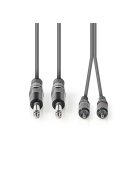 Nedis COTH23320GY50 félprofi audio kábel, 2 x 6,35mm mono jack dugó - 2 X RCA dugó, hossz 5m, rugalmas