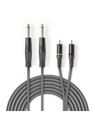 Nedis COTH23320GY50 félprofi audio kábel, 2 x 6,35mm mono jack dugó - 2 X RCA dugó, hossz 5m, rugalmas