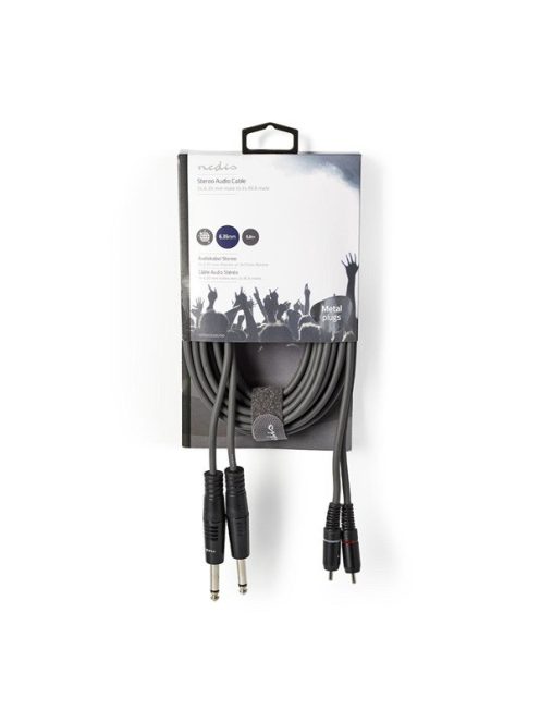 Nedis COTH23320GY50 félprofi audio kábel, 2 x 6,35mm mono jack dugó - 2 X RCA dugó, hossz 5m, rugalmas