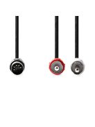 Nedis CAGL20200BK10 audio kábel 5p DIN dugó - 2 x RCA dugó, hossz 1m