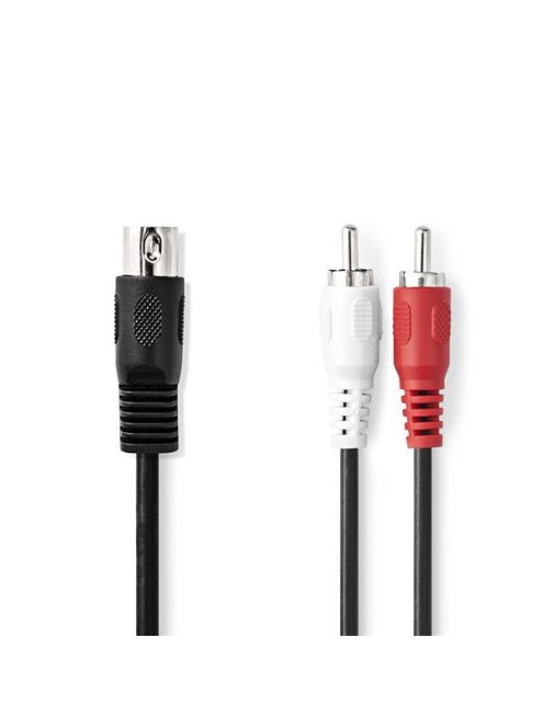 Nedis CAGL20200BK10 audio kábel 5p DIN dugó - 2 x RCA dugó, hossz 1m