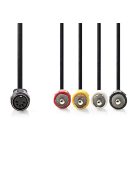 Nedis CAGL20475BK02 audio kábel 5p DIN aljzat - 4 x RCA dugó, hossz 0.20m
