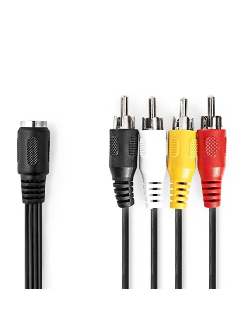 Nedis CAGL20475BK02 audio kábel 5p DIN aljzat - 4 x RCA dugó, hossz 0.20m