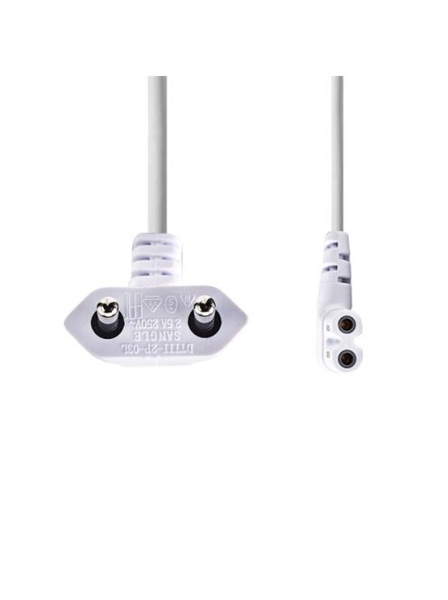 Nedis CEGL11055WT20 tápkábel, Euro dugó,  IEC-320-C7,  pipa, szögben balra, 2m, fehér