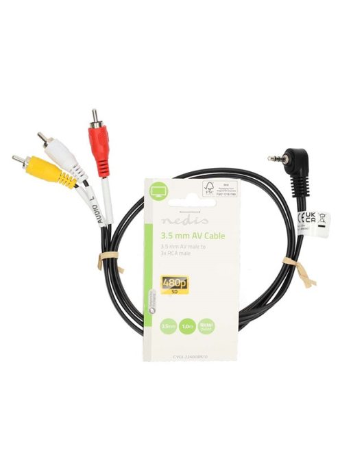 Nedis CVGL22400BK10 audio - video AV kábel, 3,5mm jack - 3x RCA, 1m