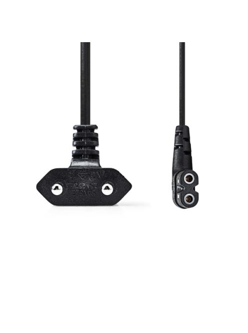 Nedis CEGL11055BK20 tápkábel, Euro dugó,  IEC-320-C7,  pipa, szögben balra, 2m, fekete
