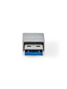 Nedis CCTB60925AL USB-A adapter, USB 3.2 Gen 1, USB-A férfi, USB-C™ anya, 5 Gbps,  kerek,  Nikkelezett, Ezüst