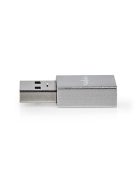 Nedis CCTB60925AL USB-A adapter, USB 3.2 Gen 1, USB-A férfi, USB-C™ anya, 5 Gbps,  kerek,  Nikkelezett, Ezüst