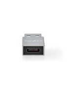Nedis CCTB60925AL USB-A adapter, USB 3.2 Gen 1, USB-A férfi, USB-C™ anya, 5 Gbps,  kerek,  Nikkelezett, Ezüst
